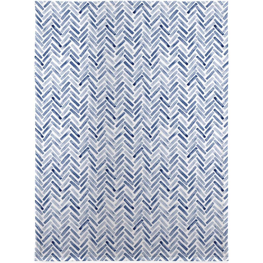 Painted Chevron Herringbone Blanket, Fleece, 30x40, Blue, Ultramarine