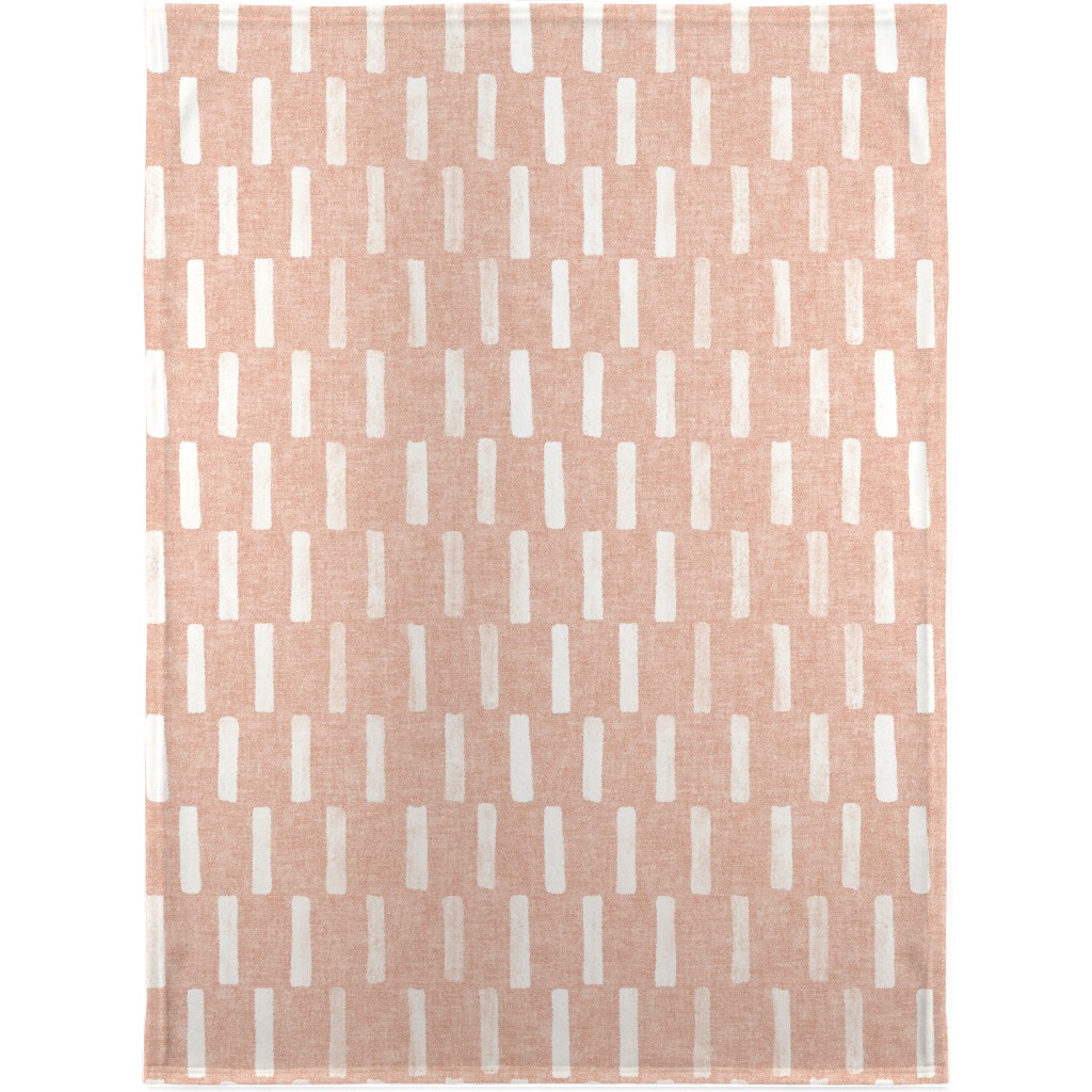 Boho Dash Block Print - Dusty Pink Blanket, Fleece, 30x40, Pink, Bright Pink