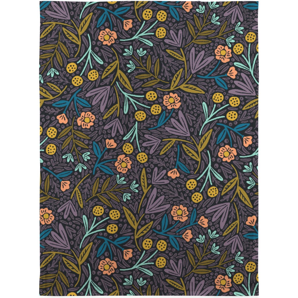 Lorelei Floral - Purple Blanket, Fleece, 30x40, Purple