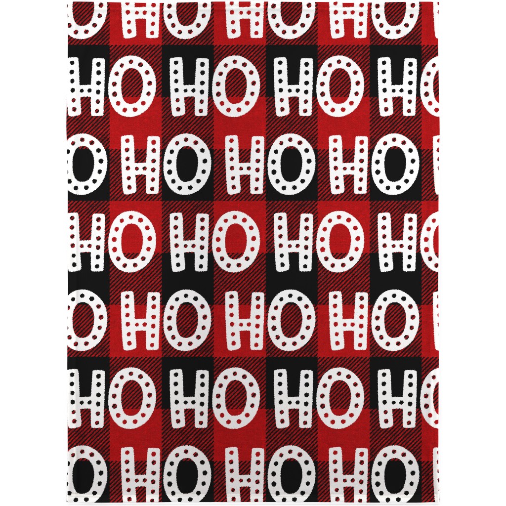 Buffalo Plaid Ho Ho Ho - Red and Black Blanket, Fleece, 30x40, Red