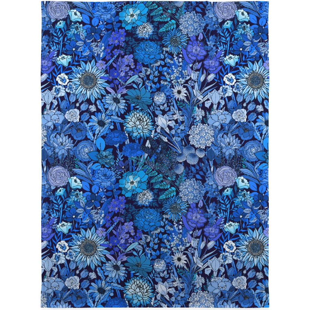 Frozen Flowers Blanket, Fleece, 30x40, Blue