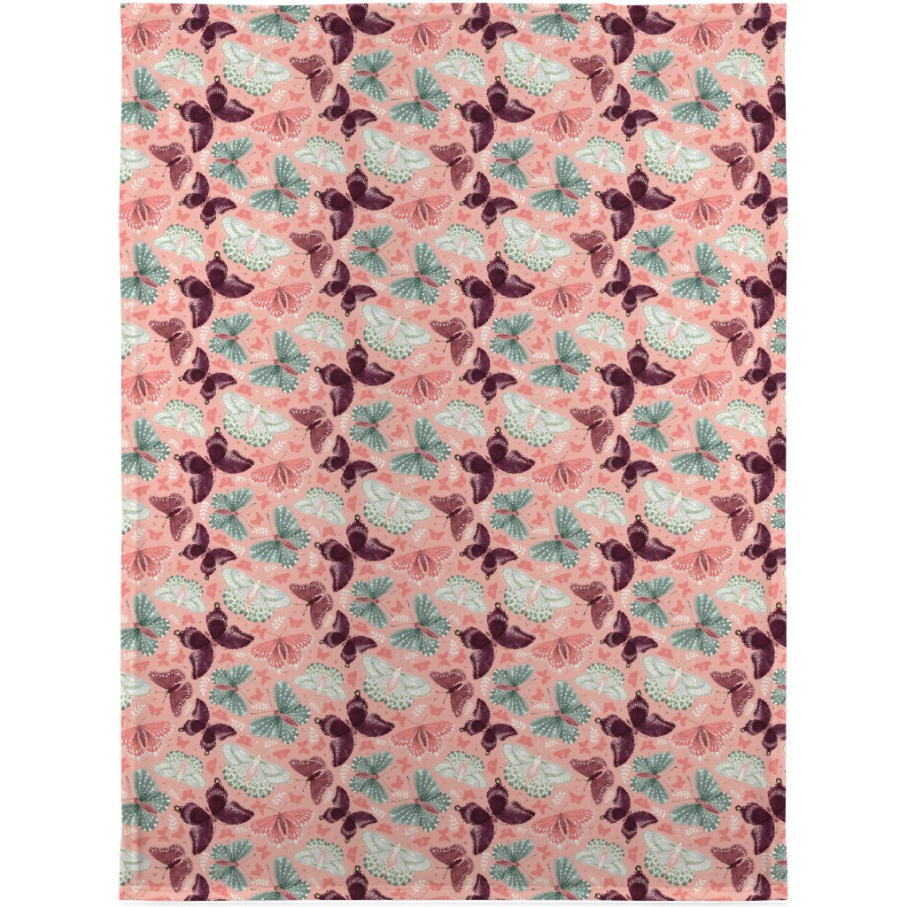 Romantic Butterflies - Pink Blanket, Fleece, 30x40, Pink, Bright Pink