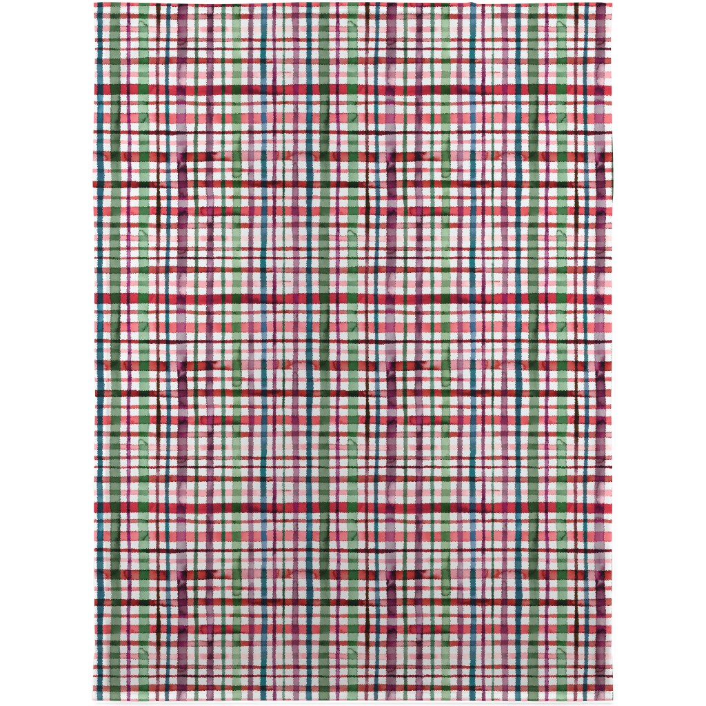 Watercolor Gingham - Red and Green Blanket, Fleece, 30x40, Multicolor