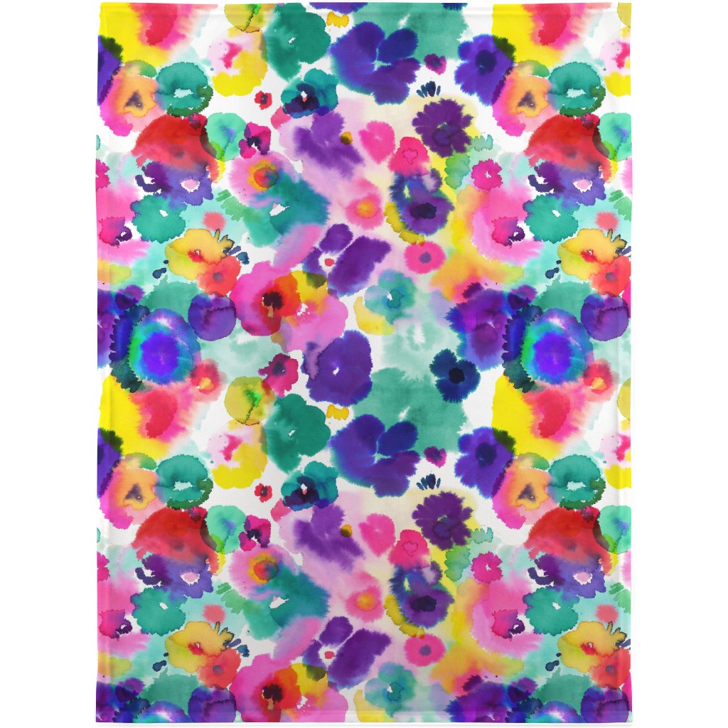 Abstract Floral Watercolor - Multi Blanket, Fleece, 30x40, Multicolor