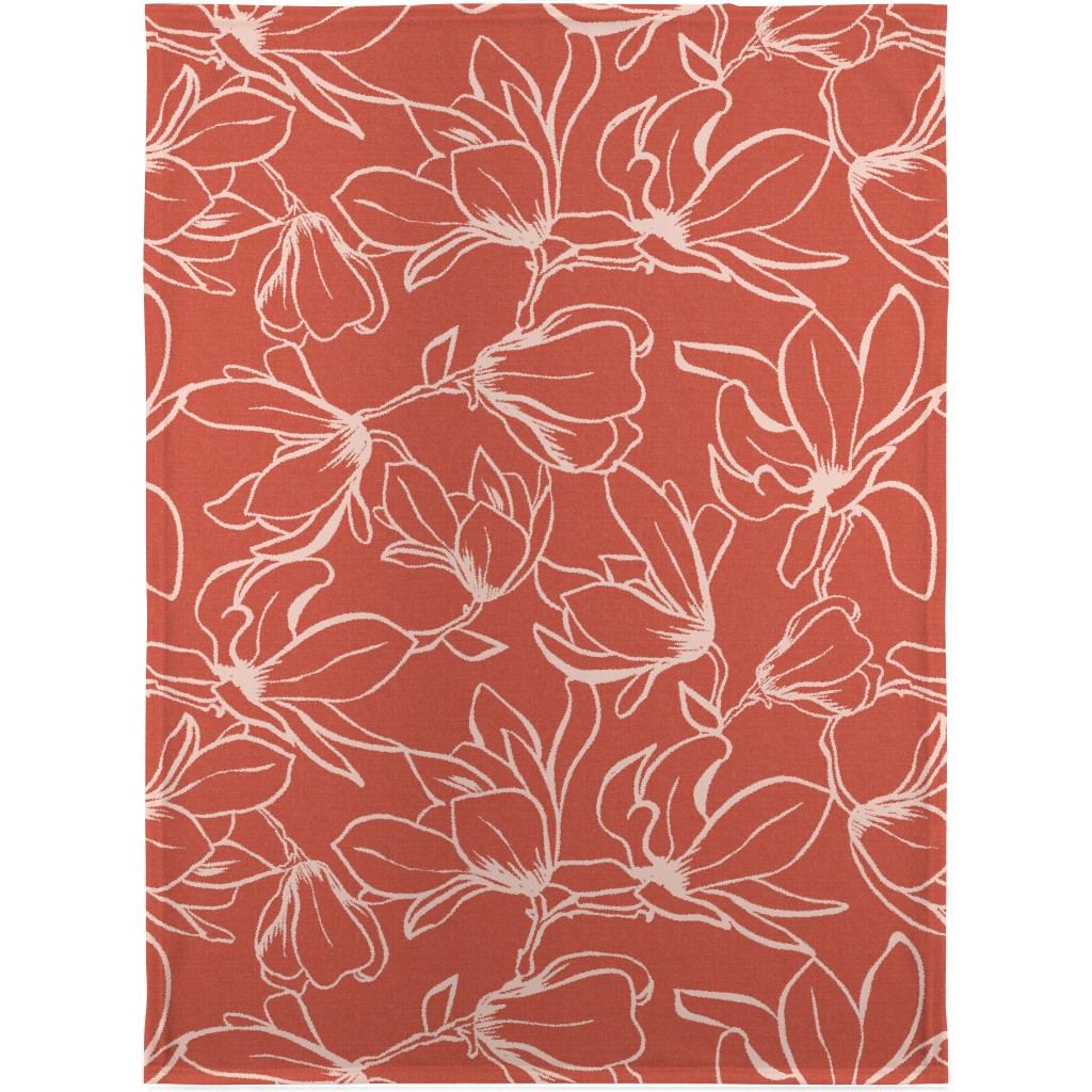 Magnolia Garden Blanket, Fleece, 30x40, Red, Fawn
