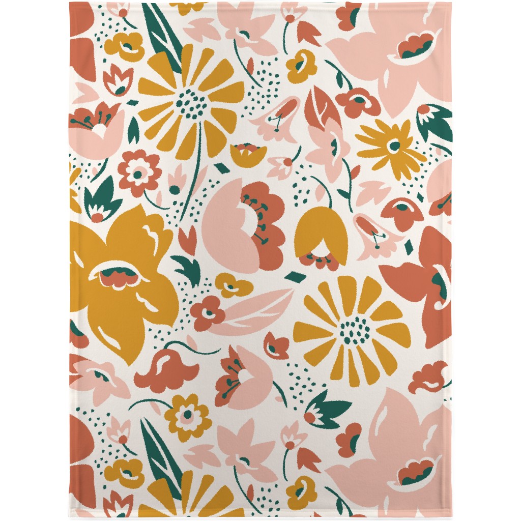 Betty Modern Floral - Pink Blanket, Fleece, 30x40, Multicolor