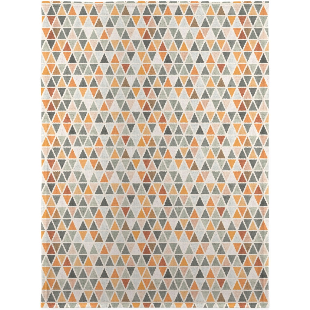 Triangles - Grey and Orange Blanket, Fleece, 30x40, Multicolor