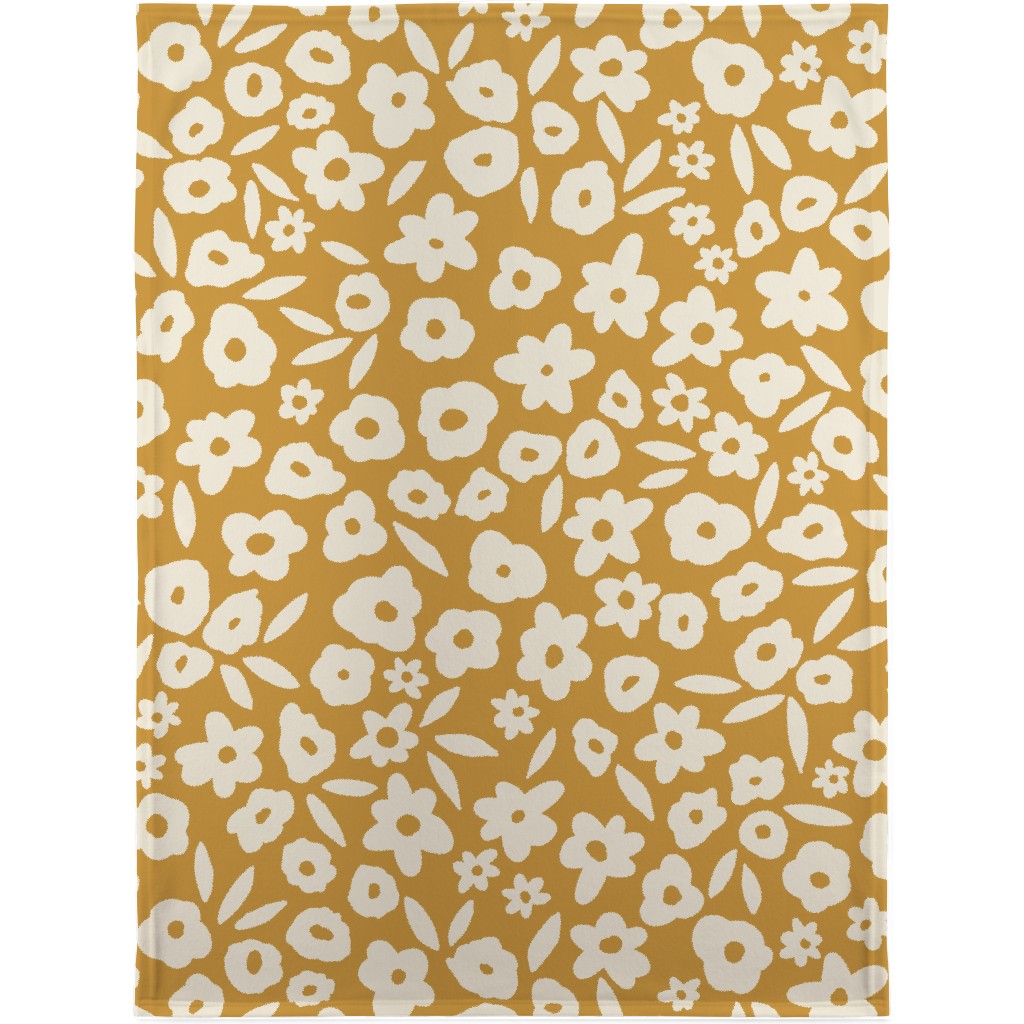 Flower Field - Mustard Blanket, Fleece, 30x40, Yellow, Classic Yellow