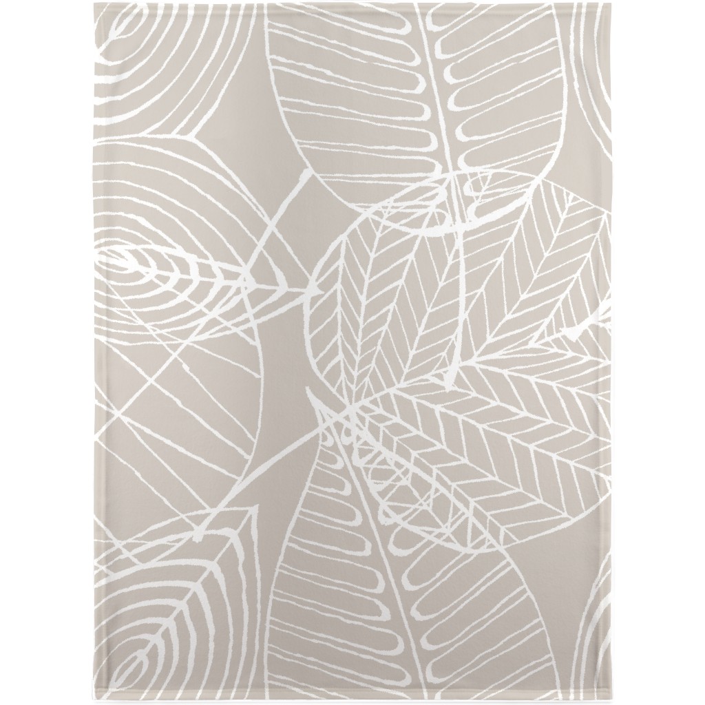 Leaves - Greige Blanket, Fleece, 30x40, Beige, Pearl