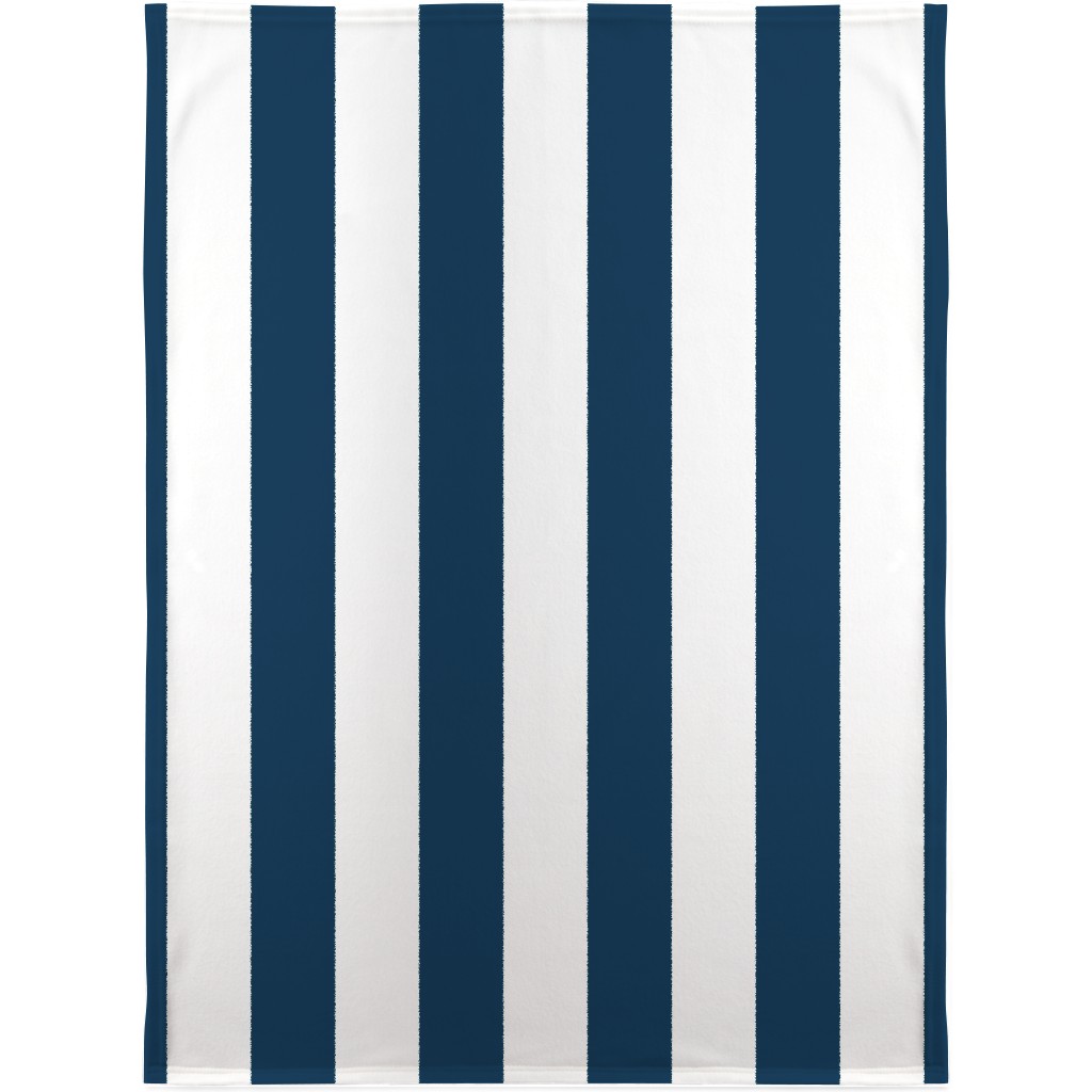 Cabana Stripe - Navy and White Blanket, Fleece, 30x40, Blue, True Blue