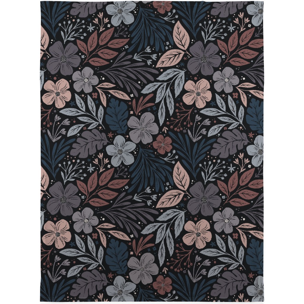 Dark and Moody Floral Blanket, Fleece, 30x40, Multicolor