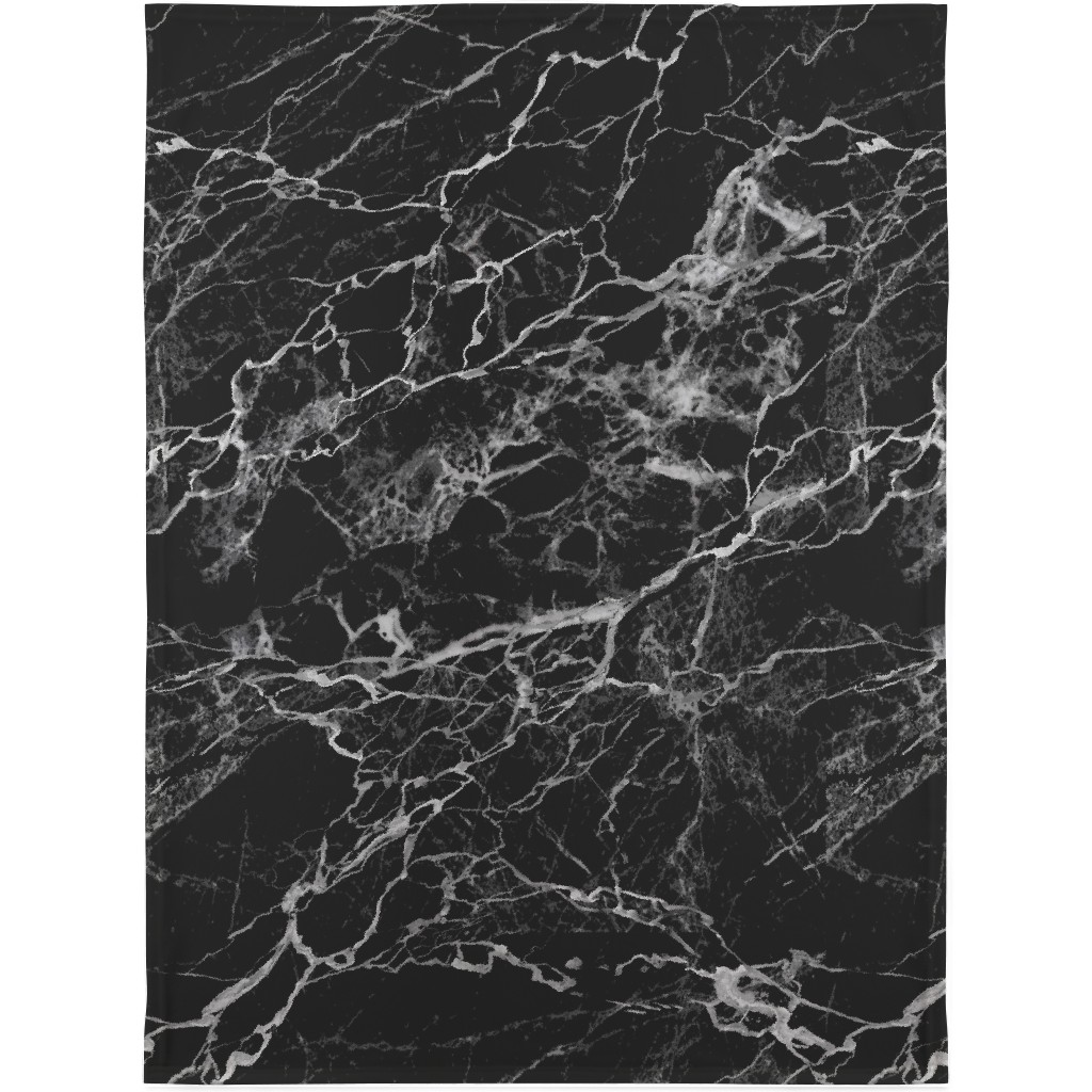 Faux Marble - Black Blanket, Fleece, 30x40, Black, Black