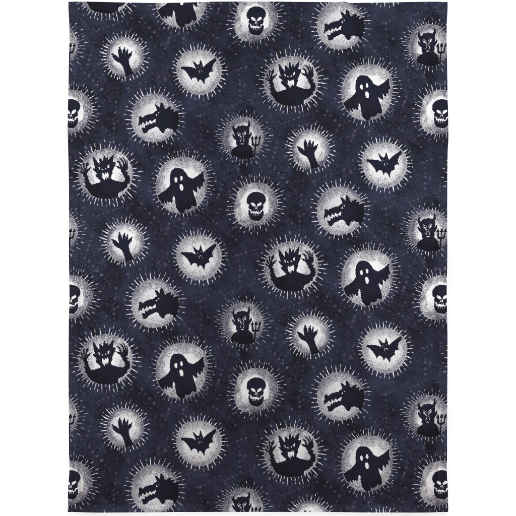 Are You Scared Yet - Gray Blanket, Fleece, 30x40, Black, Black