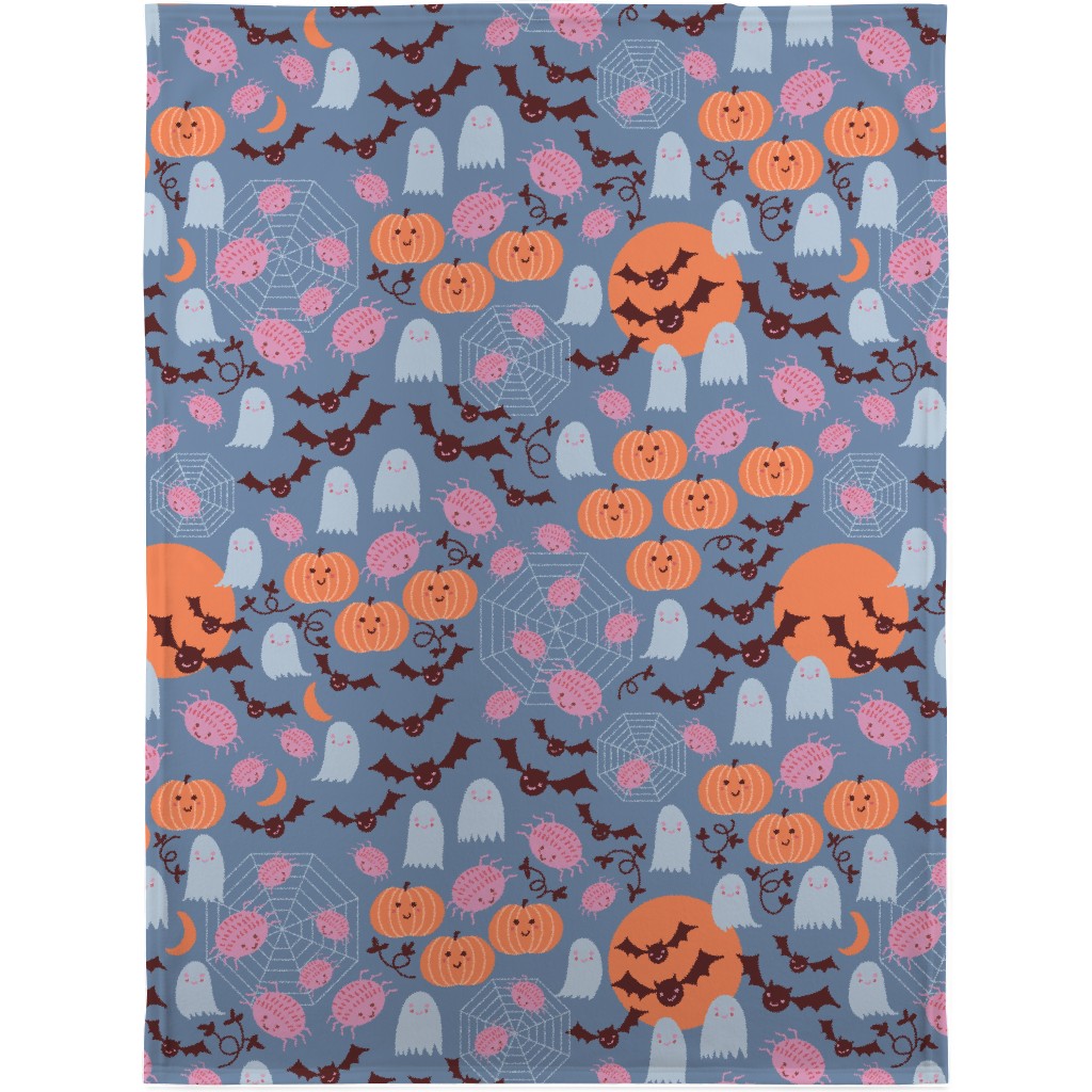 Cute Halloween - Blue and Orange Blanket, Fleece, 30x40, Multicolor