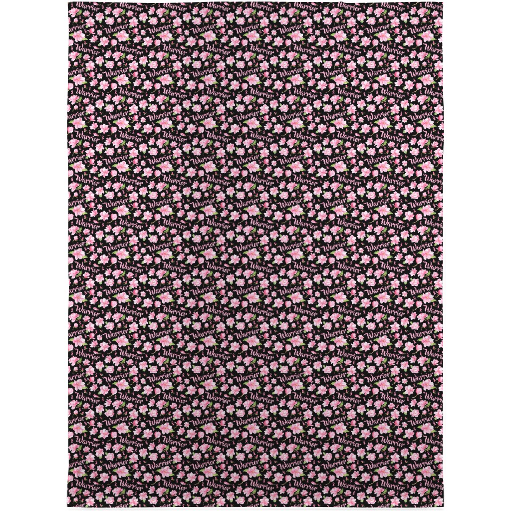 Warrior Pink Ribbon and Flowers - Pink Blanket, Fleece, 30x40, Pink