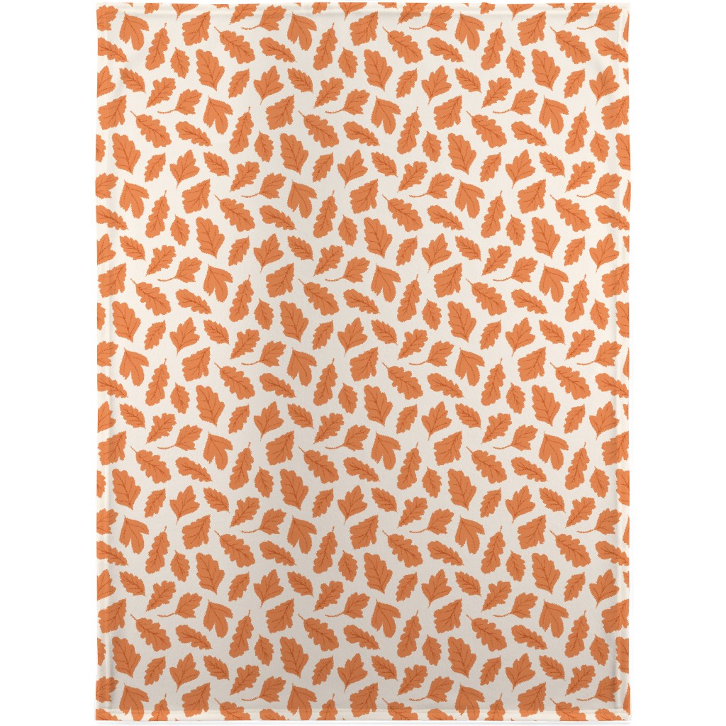 Autumn Leaves - Orange on Cream Blanket, Fleece, 30x40, Orange, Orange