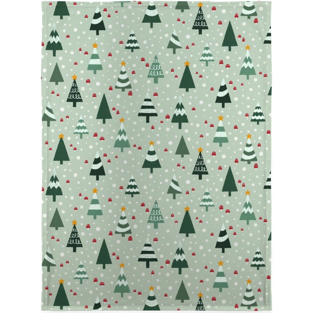 Christmas Forest - Green Blanket, Fleece, 30x40, Green