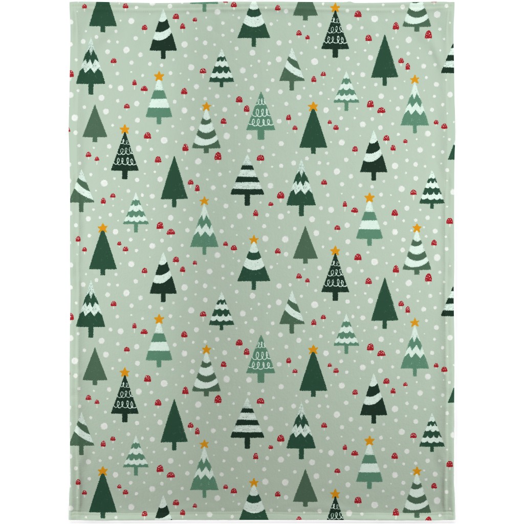 Christmas Forest - Green Blanket, Fleece, 30x40, Green, Classic Green
