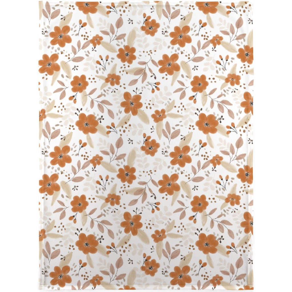 Fall Florals Blanket, Fleece, 30x40, Orange