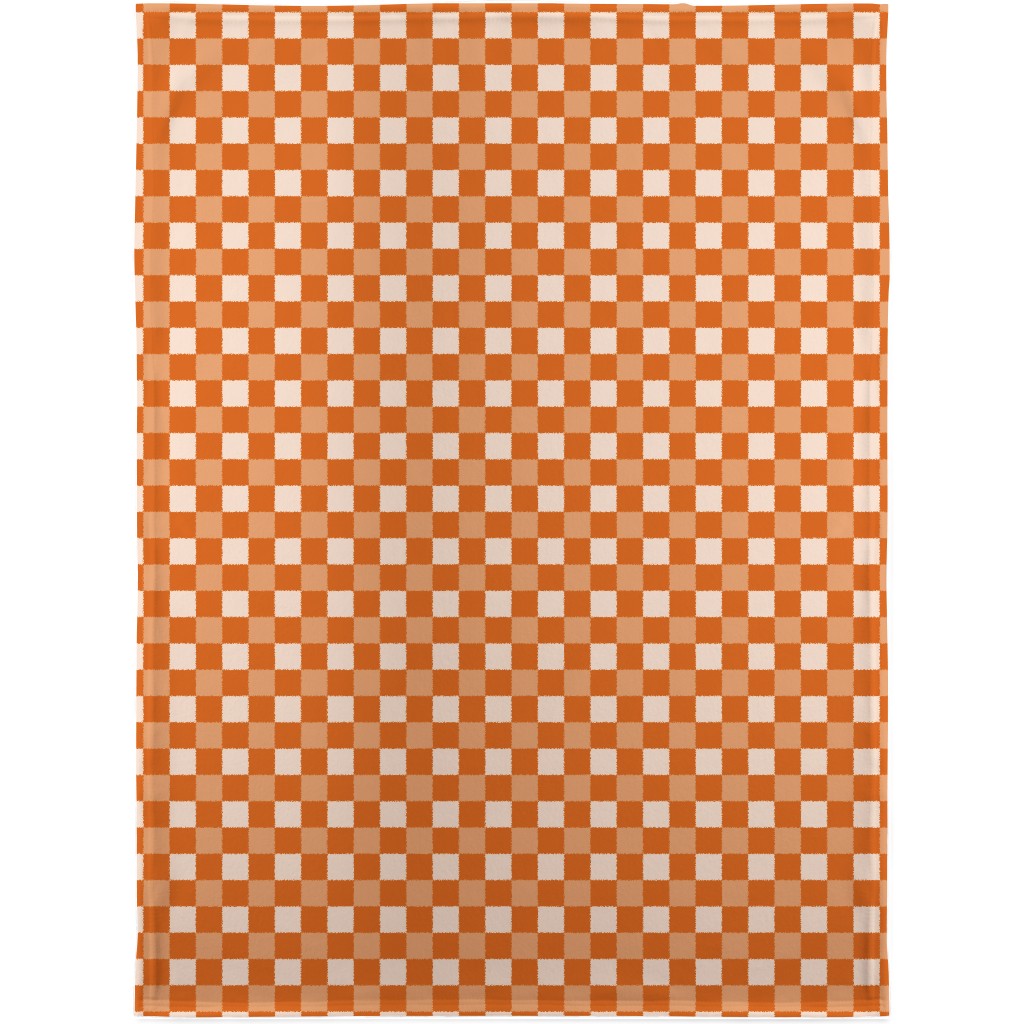 Orange Gingham Plaid Blanket, Fleece, 30x40, Orange, Orange