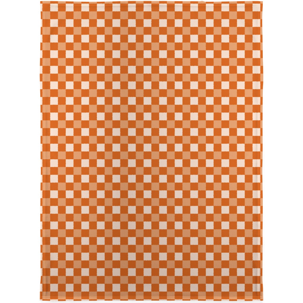 Orange Gingham Plaid Blanket, Fleece, 30x40, Orange