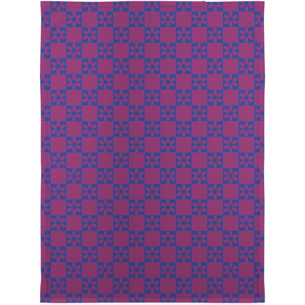 Daisy Checkerboard Blanket, Fleece, 30x40, Red