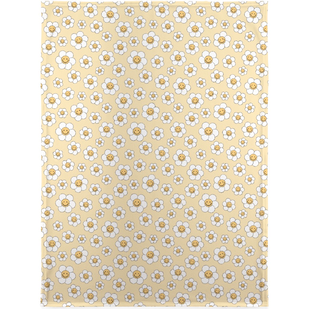 Sweet Smiling Daisies Blanket, Fleece, 30x40, Yellow, Champagne