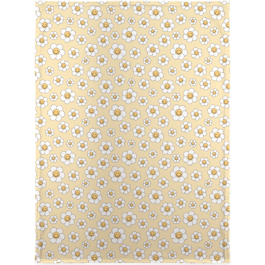 Sweet Smiling Daisies Blanket, Fleece, 30x40, Yellow