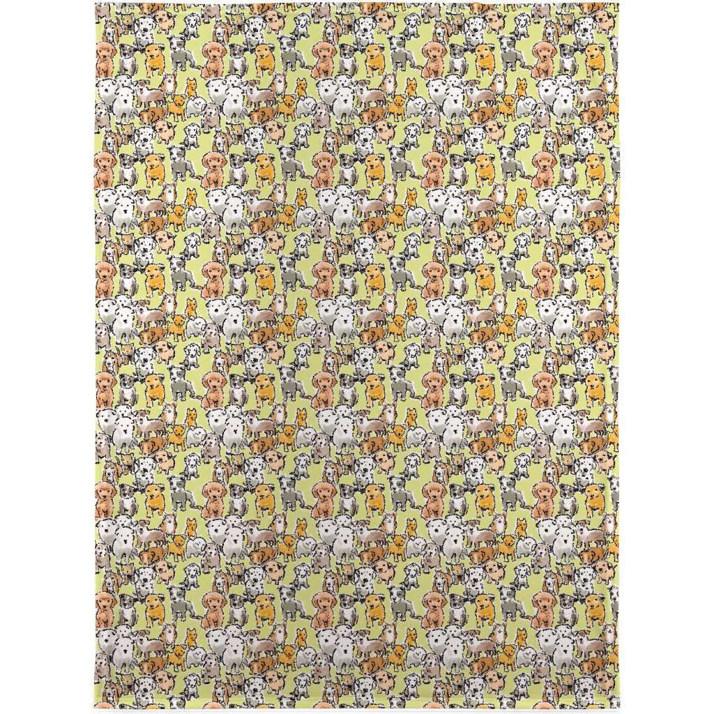 Puppies Blanket, Fleece, 30x40, Yellow, Canary