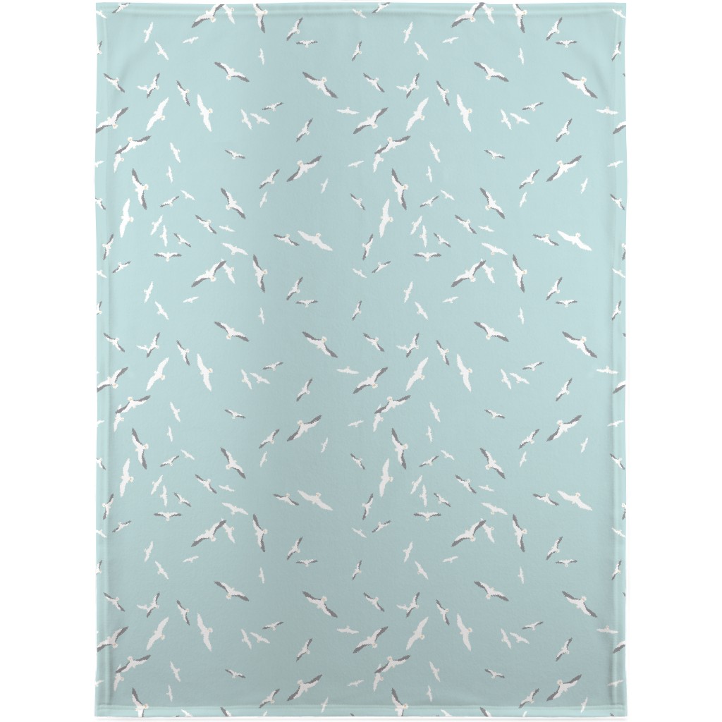 Flying Seagulls - Blue Blanket, Fleece, 30x40, Blue