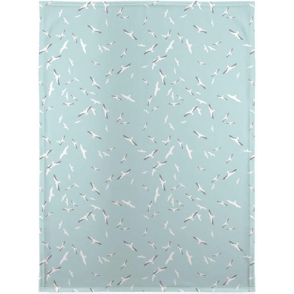 Flying Seagulls - Blue Blanket, Fleece, 30x40, Blue, True Blue