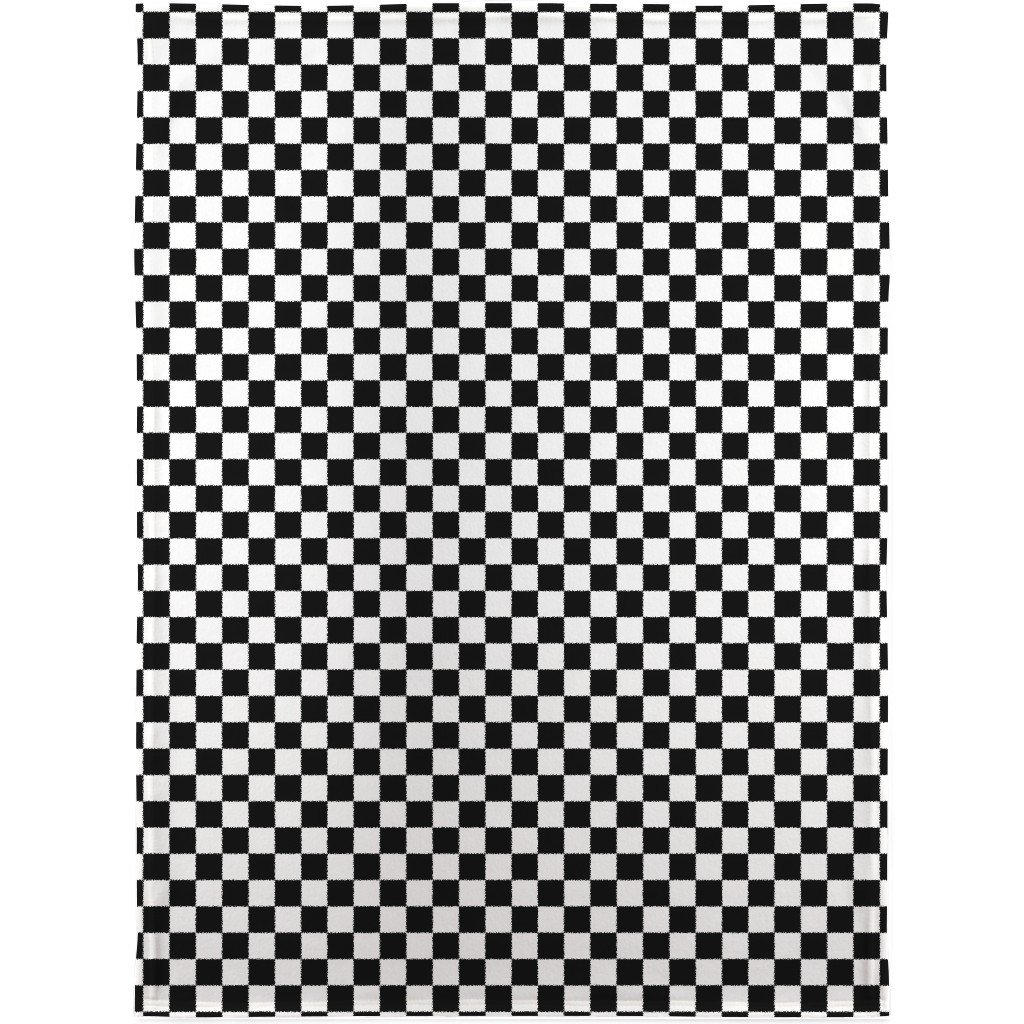 Checker - Black and White Blanket, Fleece, 30x40, Black, Black