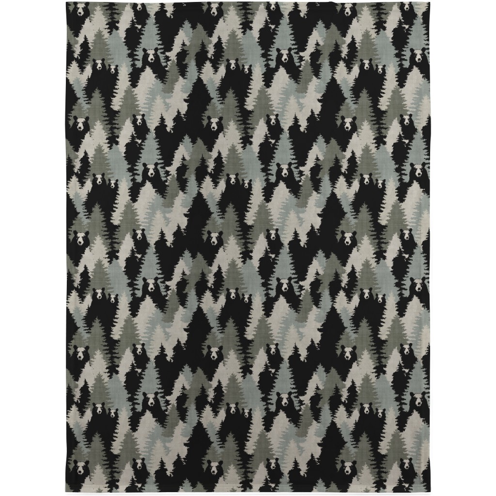 Bears Texture - Green Blanket, Fleece, 30x40, Green, Classic Green