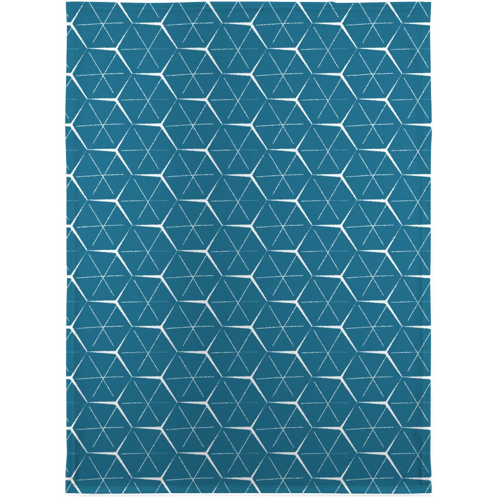 Hexagons - Blue Blanket, Fleece, 30x40, Blue, True Blue
