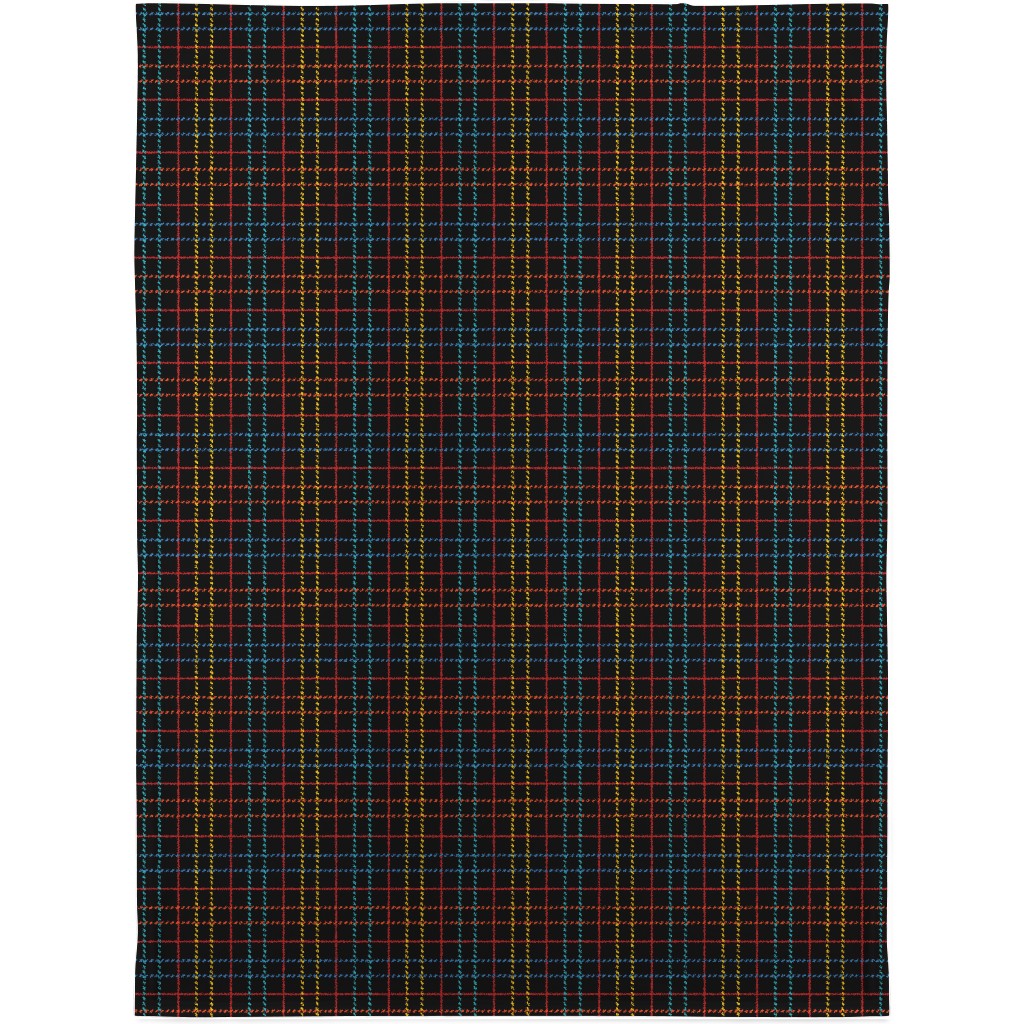 Grid Plaid - Dark Multi Blanket, Fleece, 30x40, Black, Black