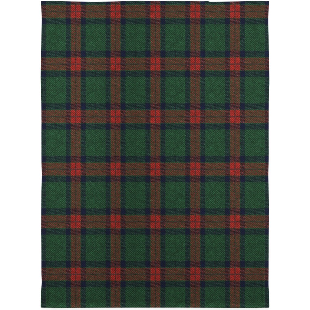 Holiday Tartan Blanket, Fleece, 30x40, Green, Classic Green