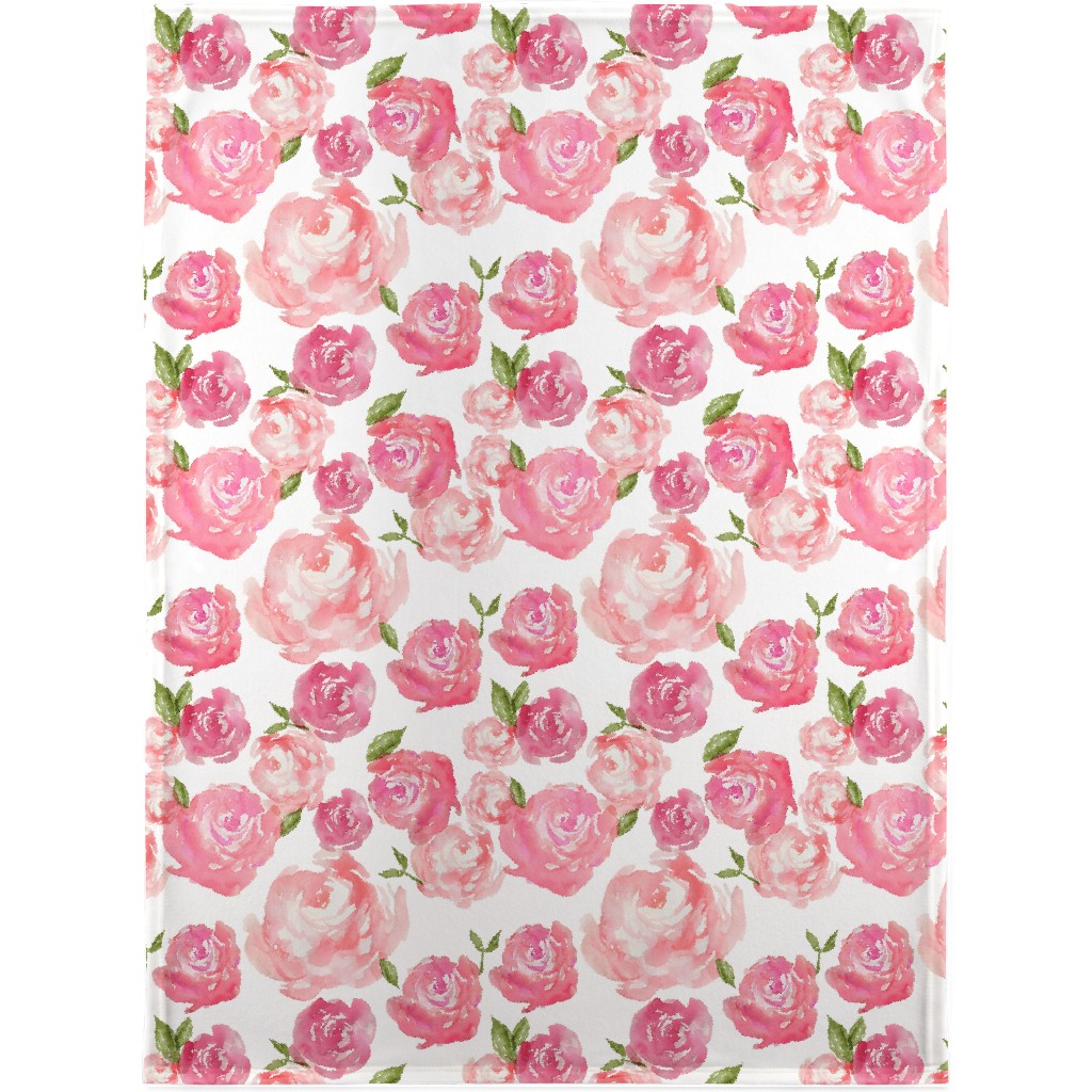 Watercolor Floral Blanket, Fleece, 30x40, Pink