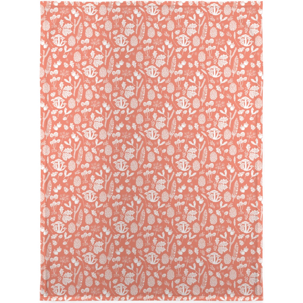 Nature Walk Block Print - Pink Blanket, Fleece, 30x40, Pink, Bright Pink