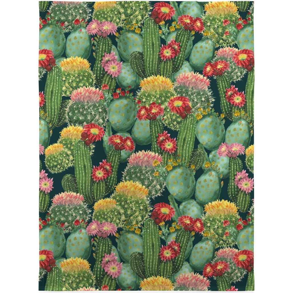 Tropical Cactus Flowers Blanket, Fleece, 30x40, Multicolor