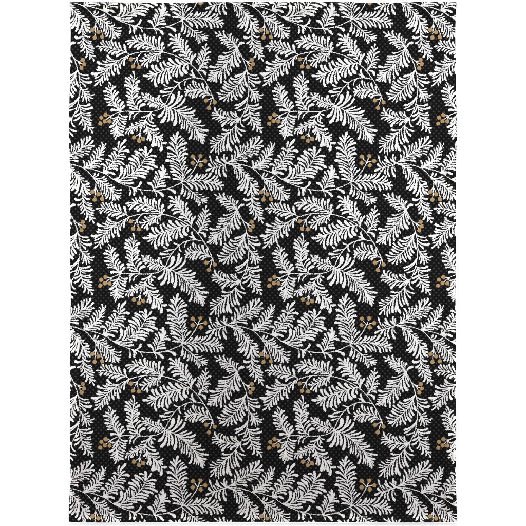 Winter Branches Blanket, Fleece, 30x40, Black