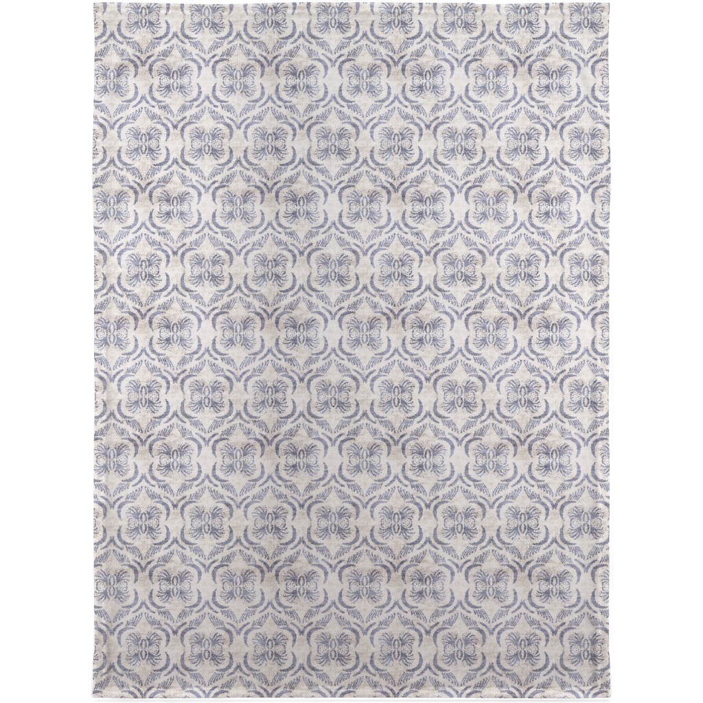French Linen Geo Floral Blanket, Fleece, 30x40, Gray, Gray