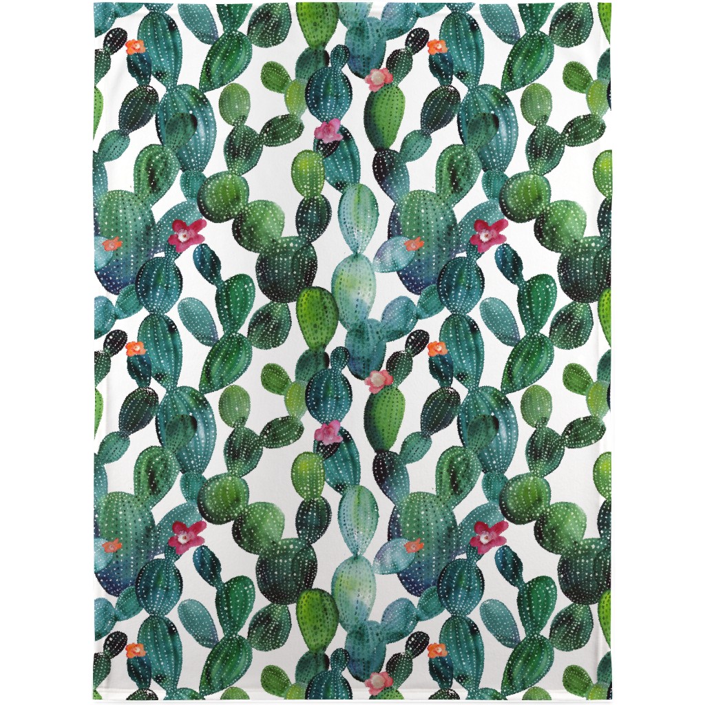 Cactuses - Green Blanket, Fleece, 30x40, Green