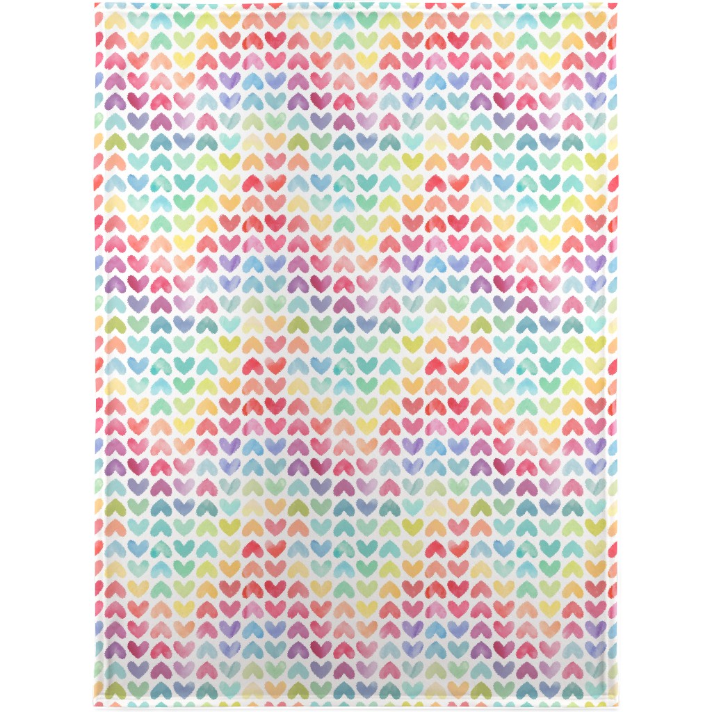 Rainbow Hearts - Multi Blanket, Fleece, 30x40, Multicolor