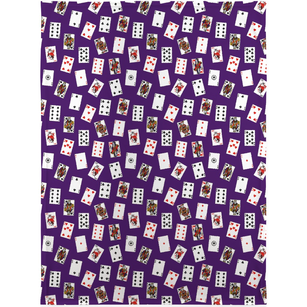 Scattered Playing Cards Blanket, Fleece, 30x40, Purple