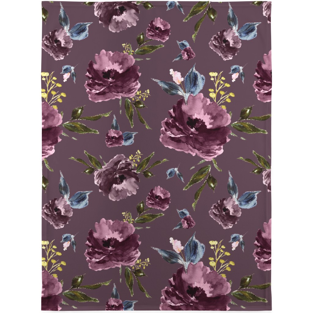 Amaranda Blooms - Plum Blanket, Fleece, 30x40, Purple, Purple