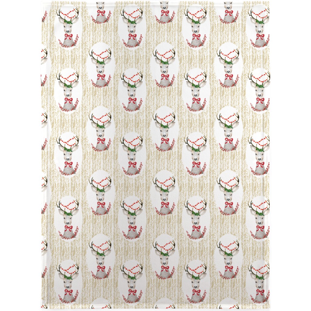 Holiday Fancy Deer Blanket, Fleece, 30x40, Multicolor