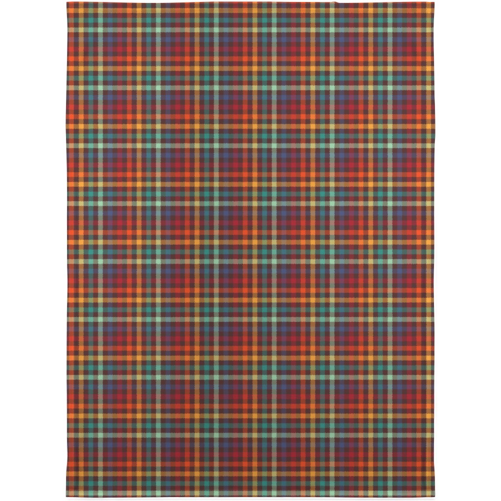 Retro Rainbow Plaid Blanket, Fleece, 30x40, Multicolor