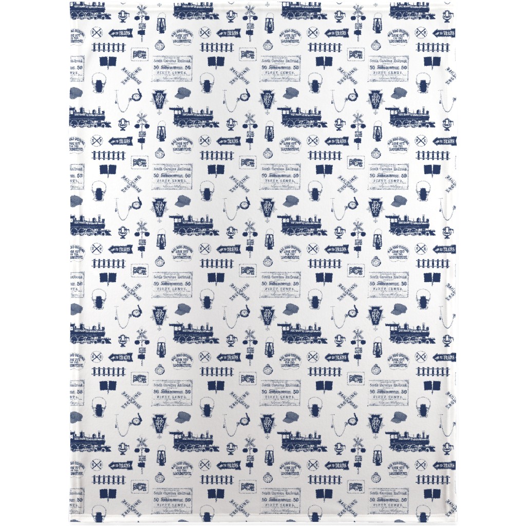 Railroad Blanket, Fleece, 30x40, Blue