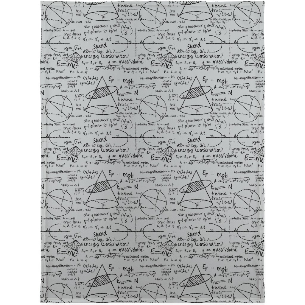 Common Equations Blanket, Fleece, 30x40, Gray, Silver
