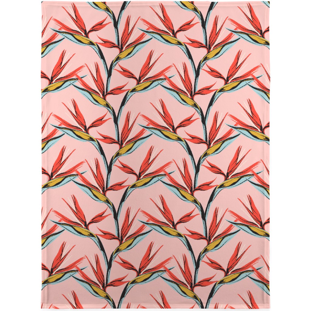 Bird of Paradise Blanket, Fleece, 30x40, Pink, Ballet Slipper